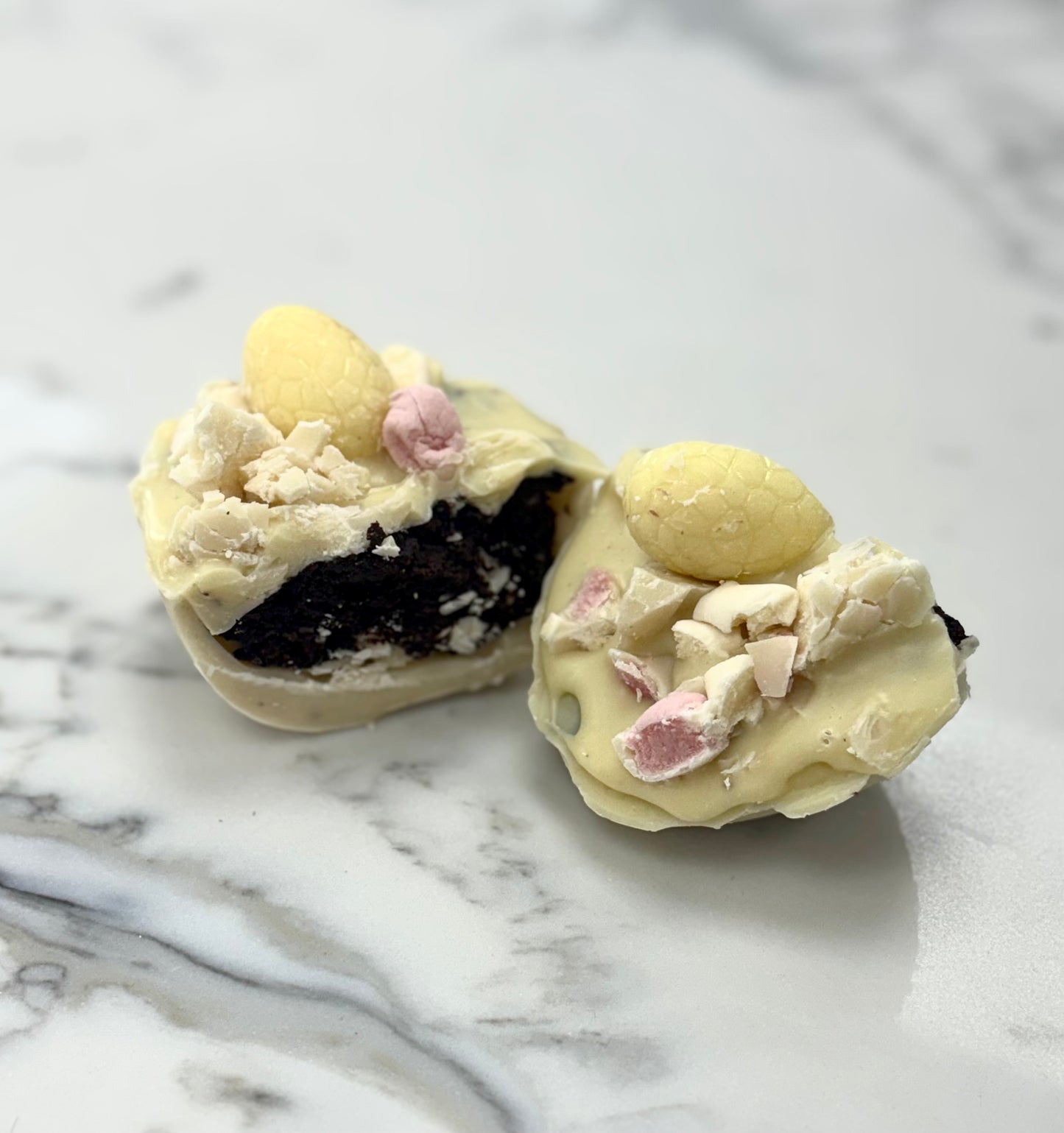 Vegan Brownie Loaded Easter Eggs